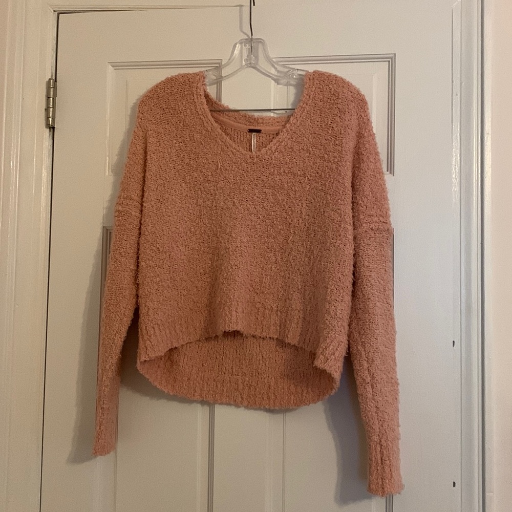 Free People Pink Soft V-Neck Sweater Size XS